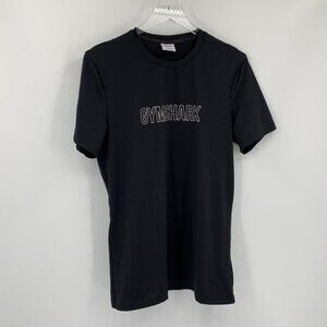Gym Shark Performance short sleeve shirt black graphic logo active men Medium